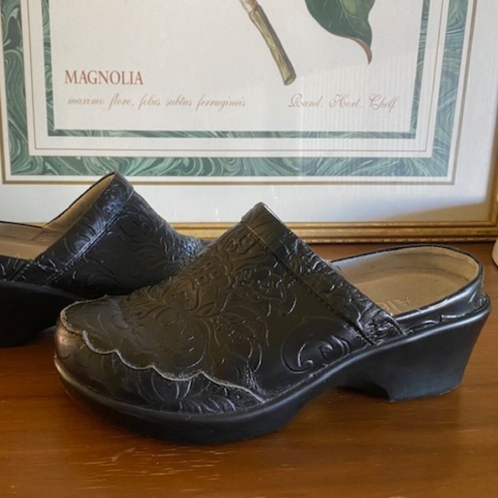 Alegria Black Leather Women's Nurse Walking Shoes Clogs Size 36 ~ US 6-6.5